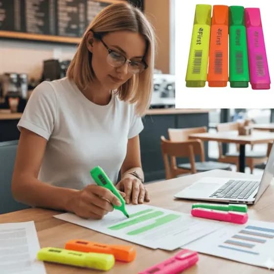 Kit 4 Marca Texto Cores Destaque Estudo Escolar Escritório Sublinhar Anotar
