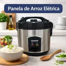 Panela Eletrica Arroz Rapida Eficiente 1 Litro 127V ou 220V Preta Design Compacto Para Cozinha Prepara Arroz Fácil