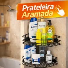 Prateleira Aramada Canto Banheiro Organizador Porta Shampoo Sabonete 2 Peças Espaço Otimizado