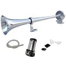 Buzina Maritima 12v 45CM Compressor Ar Corneta Cromada De Metal Carro Van Caminhão Barco Horn