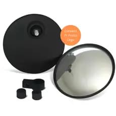 Espelho 13cm Bionico Auxiliar Retrovisor Convexo Externo Ponto Cego Olho de Boi C/Grau Redondo