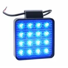 Farol Milha Auxiliar LED Quadrado 10 cm x 10 cm 48W 16 LEDs Azul 12000K 12/24/74v DC