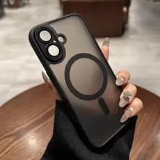 ② capa magnético fosco translúcido com proteção de câmera pra iPhone 16 16pro 16promax