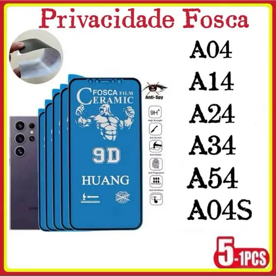 Película Privativa Fosca Anti-Spy Matte Cerâmica Hidrogel Samsung A04 A04S A14 A24 A34 A54