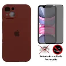 Kit capinha cilicone aveludado com proteção de câmera para iPhone 13 13pro 13promax com película privacidade