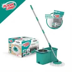 Mop Giratorio Pro Esfregao Balde 360o + Esponja Poliester Para Limpeza Domestica Flash Limp