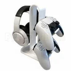 Suporte Gamer 2 Controles PS5/Xbox + Headset Fone - Organizador Vertical Universal