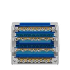 Bloco Para Derivacao 11 Furos 4 Barramentos 125a Azul