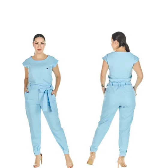Conjunto Scrub Muscle Azul Bebê Escritorio Clinica Conforto