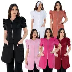 Jaleco Feminino Acinturado Manga Curta Bufante Varias Cores