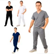 Conjunto Masculino Scrub Two Way Gabardine Elastano Uniforme Cirúrgico Enfermagem Pijama Hospitalar