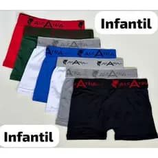 Kit 5 Cuecas Boxer Infantil Masculina 5 Cueca Box Microfibra Lisa Alcateia