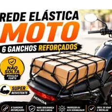 Rede Elástica Aranha Moto 35X35 Bagageiro Universal 6Ganchos Plástico Super Resistente Alta Fixação