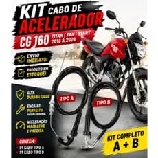 Kit Cabo Acelerador CG 160 Titan Fan Start 2016 a 2026 (A+B)  Reforçado Completo Envio Imediato