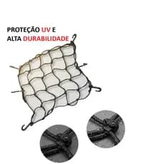 Rede Elástica Aranha Moto 35X35 Bagageiro Universal 6 Ganchos Plástico Super Resistente Alta Fixação