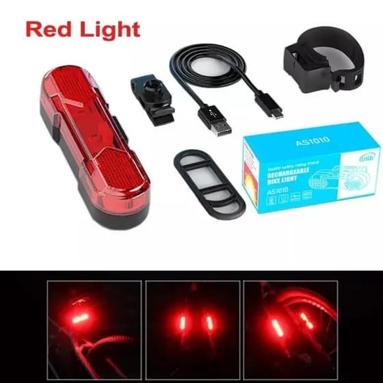 Lanterna traseira para bicicleta recarregável usb led