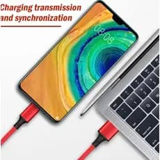 Carregador Tipo-C Cabo De Dados  Nylon Tecido Adequado Para Xiaomi Huawei Android Phone 3m Vermelho Cabo De Dados De Carregamento Rápido