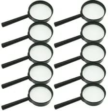 Kit 10 Lupas De Aumento  Para Leitura 50 MM Lupa Pequena Cabo Plástico Preto