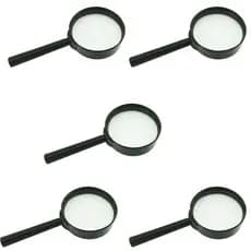 Kit 5 Lupas De Aumento 50mm para Leitura Lupa Pequena Cabo de Plástico Preto