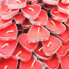 Kit 200, 150, 100, 50 Velas Flutuantes De Coração Vermelho Suporte Alumínio Rechaud Decoração Festas