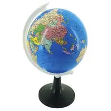 Globo Terrestre Político 10,5cm, Plástico, Ideal para Uso Escolar e Estudos de Geografia