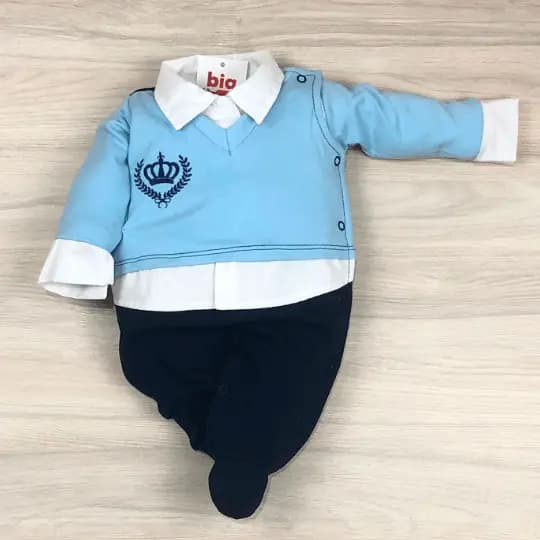 Macacão bebê menino bordado príncipe fácil de vestir confortável