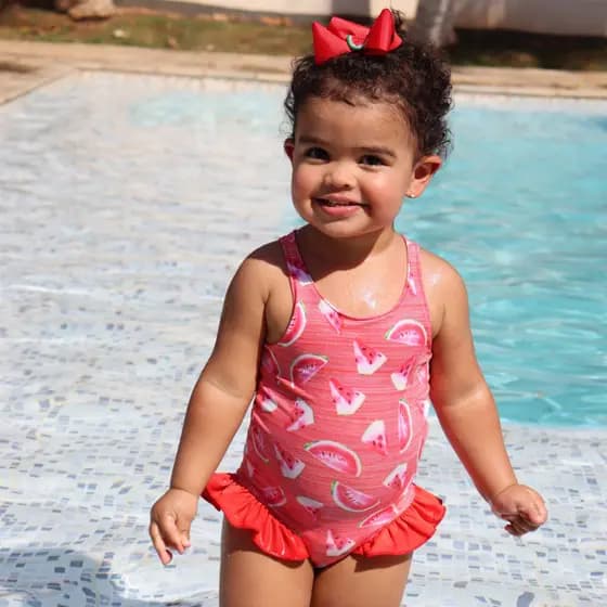 Maiô Infantil Menina Praia Piscina Confortável em Poliamida – Várias Estampas