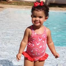 Maiô Infantil Menina Praia Piscina Confortável em Poliamida – Várias Estampas