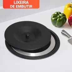 Lixeira de Embutir Pia Cozinha Granito Inox 3L 5L 8L Tampa Preta Cozinha Residencial Moderna