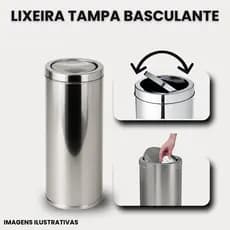 Lixeira Inox 3 a 50 Litros Tampa Basculante Cozinha Banheiro Escritório Restaurante Antiodor Lixo
