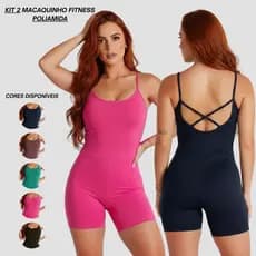 Kit 2 Macaquinho Fitness Feminino ZERO TRANSPARÊNCIA Confortável Academia