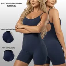 Kit 2 Macaquinho Fitness Feminino Zero Transparência Costas Nuas Confortável Elástico Academia