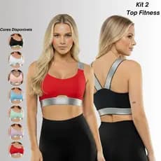 Kit 2 Top Feminino POLIAMIDA Sutiã Bojo Removível Liso Dia a Dia Confortável Feminino Top Feminino