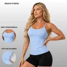 Regata Fitness Feminina Blusa Feminino Liso Poliamida  Slim Camiseta Academia Verão