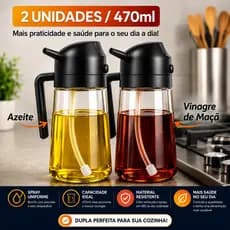 Kit 2 Galheteiros de Vidro 470ml Spray Azeite Óleo Pulverizador Borrifador Vinagre Shoyu Cozinha