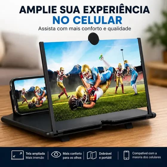 Amplificador de Tela para Celular Lupa de Imagem 3D Ultra Clara Anti Luz Azul Proteção HD Telefone
