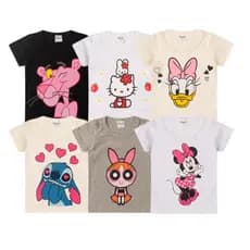 Kit 04 Blusas Meninas Estampadas Sortidas do 03 ao 16 Anos Infantil Juvenil Manga Curta Femininas