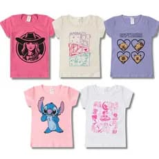 Kit Sortido 04 Blusas Femininas Estampadas do 03 ao 16 Anos Infantil Juvenil Manga Curta Menina