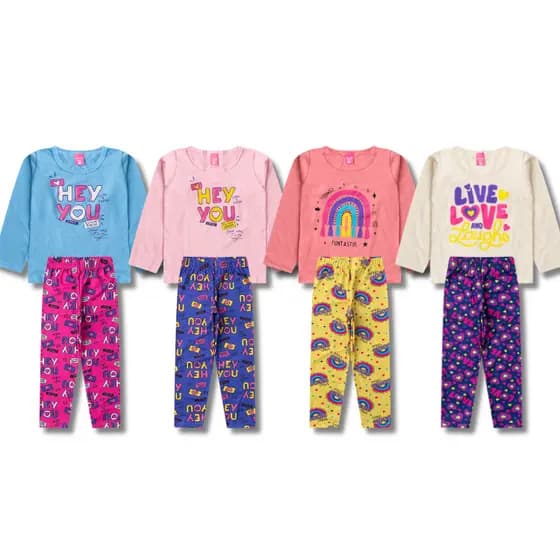 Kit Sortido Conjunto Meia Estação Coleção Feminino/Menina Infantil Blusa Manga Longa + Calça Legging