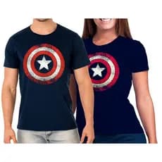 KIT 2 CAMISETAS CASAL CAPITÃO AMÉRICA ALGODÃO PREMIUM ENVIO IMEDIATO