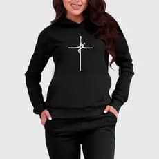 Moletom Canguru Feminino Estampa Fé