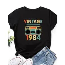 Camiseta Algodão Vintage 1984 1991 1983 - 1986 1989 1993 1994 1967  Básica Estampa Estilo Retrô personalizado