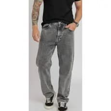 Calça baggy oversize masculina  jeans larga  calça balão grafite estonado  não desbota envio imediato