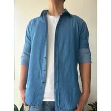 camisa social manga longa jeans Tamanho p-GG