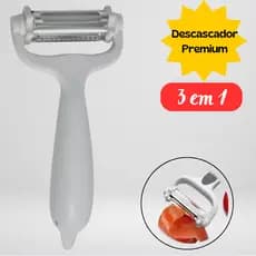 Descascador de Legumes, Vegetais e Frutas Premium 3 em 1 - Lâminas Aço Inox Artigos Para Cozinha