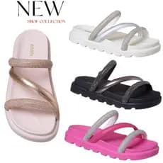 Sandália Birken Mãe e Filha Chinelo Feminino Flat Brilho Strass Moda Camin Promoção