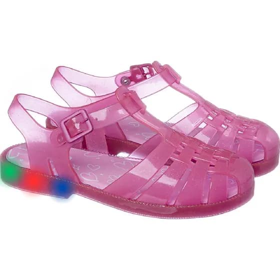 Sandália Com Led Aranha Infantil menina Rosa Com Camin Calçados