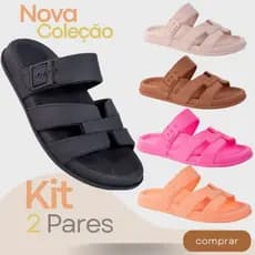 Kit 2 Pares Sandália Birken Feminina Calce Fácil Chinelo Nuvem Moda Confortável Promoção Verão Camin