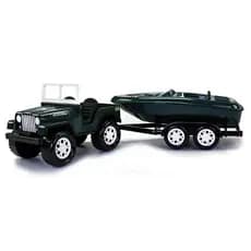 jipe do exercito com lancha carro militar brinquedo crianças de 3 a 10 anos