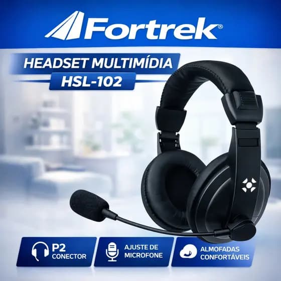 Headset Multimídia Fortrek HSL-102 com Microfone P2 Duplo 3,5mm para PC Notebook